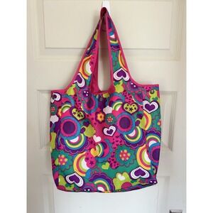 The Children's Place 1989 Retro Psychadelic Rainbow, Heart Floral Tote Bag